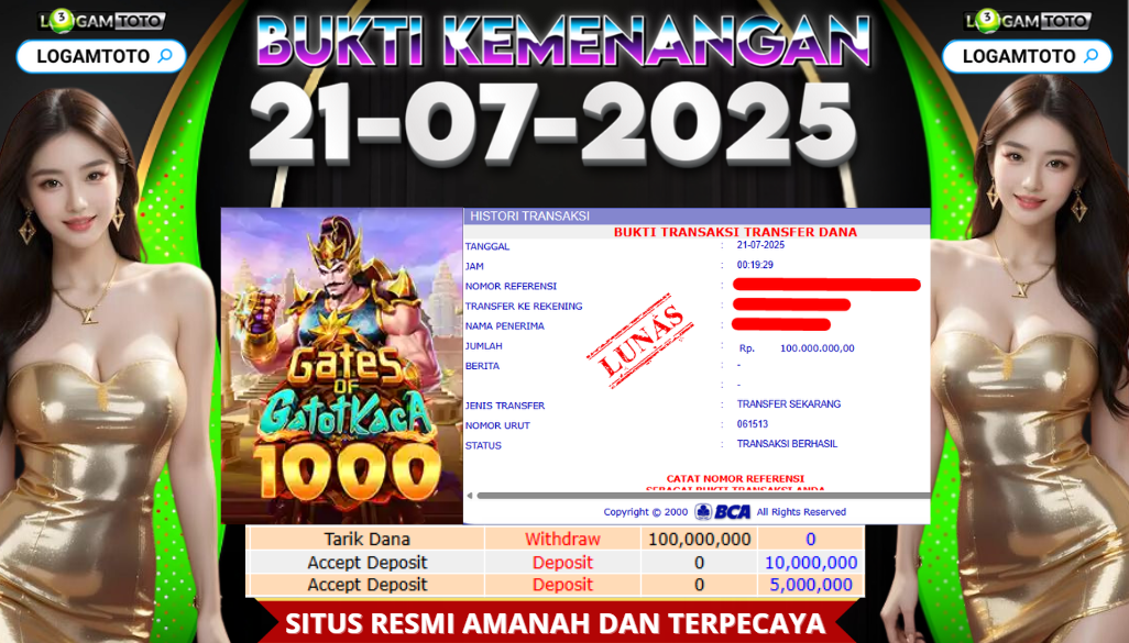 SELAMAT KEPADA MEMBER SETIA LOGAMTOTO BERHASIL JACKPOT DI PERMAINAN SLOT GATES OF GATOTKACA 1000